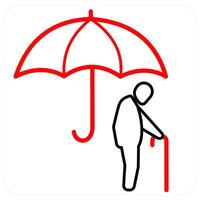 Senior citizen insurance icon concept in red line color vector