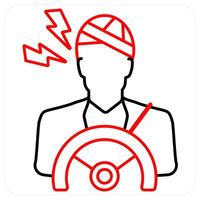Driver Injury icon concept in red line color vector