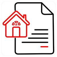 Home Insurance Policy document icon concept in red line color vector