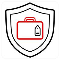 Travel Insurance icon in red line color vector