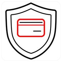 Card Insurance icon concept in red line color vector