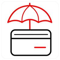 Card Insurance icon in red line color vector