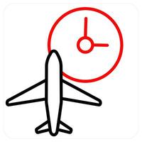 Flight Insurance icon concept in red line color vector