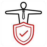 Insured Person icon concept in red line color vector
