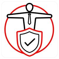 Insured Person icon in red line color vector