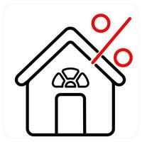 Home loan interest rate icon in red line color vector
