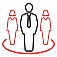 Team and group icon concept in red line color vector