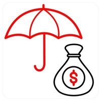 Investment Insurance and insurance icon in red line color vector