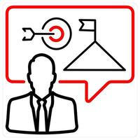 Goal icon concept in red line color vector