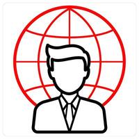 Global CEO icon concept in red line color vector