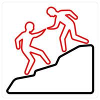Assistance icon concept in red line color vector