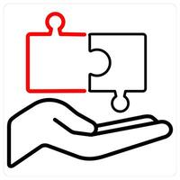 Management and collaboration icon concept in red line color vector