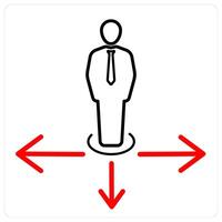 Direction icon concept in red line color vector