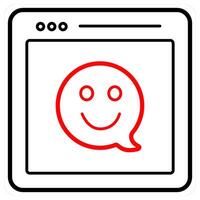Smiley Feedback icon concept in red line color vector
