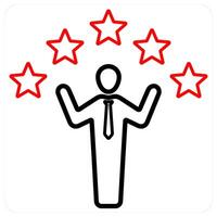 Customer Satisfaction icon concept in red line color vector