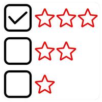 Star Rating icon concept in red line color vector