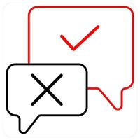 Validation icon concept in red line color vector