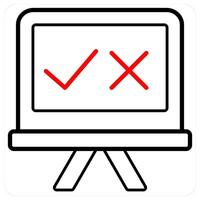 Survey icon concept in red line color vector