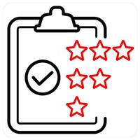 Rating and feedback icon concept in red line color vector
