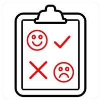 Feedback and ratings icon concept in red line color vector