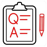 Questionnaire and survey icon concept in red line color vector