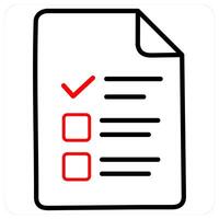 Survey and query icon concept in red line color vector