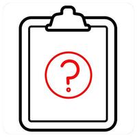 Survey and query concept in red line color vector