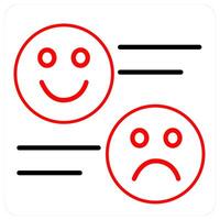 Feedback and reviews icon concept in red line color vector