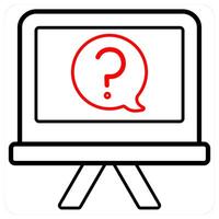 Question and query icon concept in red line color vector