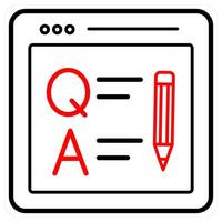 Online Questionnaire icon concept in red line color vector