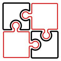 Puzzle icon concept in red line color vector
