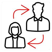 Coordination icon concept in red line color vector