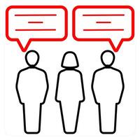 Communication and group icon concept in red line color vector