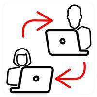Network icon concept in red line color vector