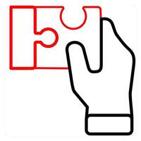 Puzzle and collaborate icon concept in red line color vector