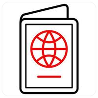 passport and identity icon concept in red line color vector