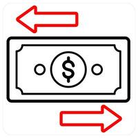 currency icon concept in red line color vector