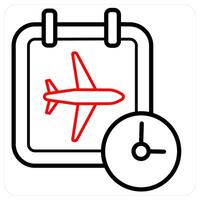 travel time icon concept in red line color vector