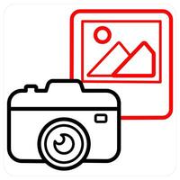 Photography icon concept in red line color vector