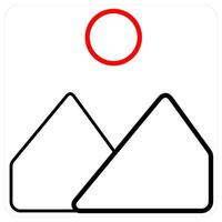 Mountains icon concept in red line color vector