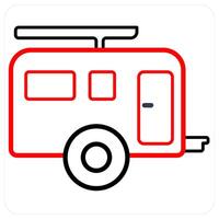 Camping and travel icon concept in red line color vector