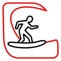 Surfing icon concept in red line color vector