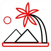 Mountains and hills icon concept in red line color vector