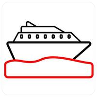 cruise icon concept in red line color vector