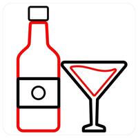 beverages and drinks icon concept in red line color vector