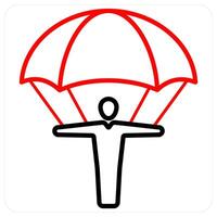 landing parachute icon concept in red line color vector