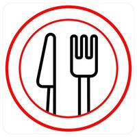 cutlery icon concept in red line color vector