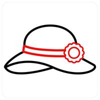 hat icon concept in red line color vector