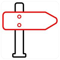 direction and way icon concept in red line color vector
