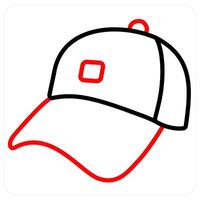 cap icon concept in red line color vector